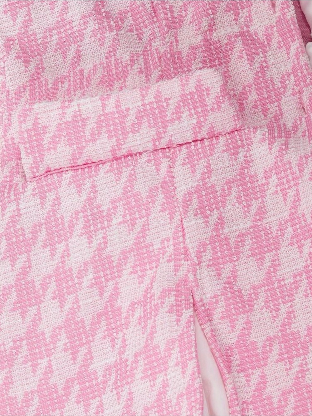 SHEIN Pink Houndstooth Tailored Blazer with White Shirt Collar - Picture 5 of 5